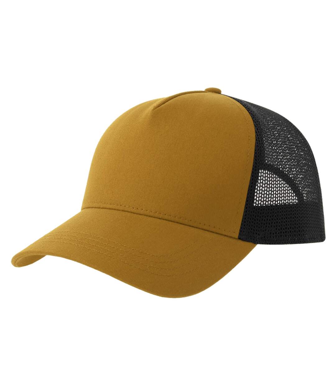 Rapper 5 panel cotton sustainable trucker cap mustard/black Atlantis-1