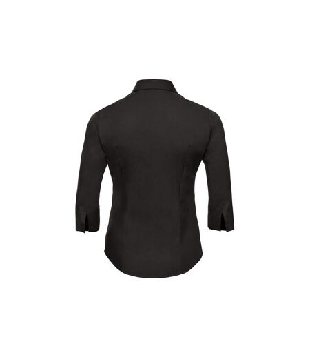 Russell Collection Womens/Ladies Easy-Care Fitted 3/4 Sleeve Formal Shirt (Black) - UTPC5855