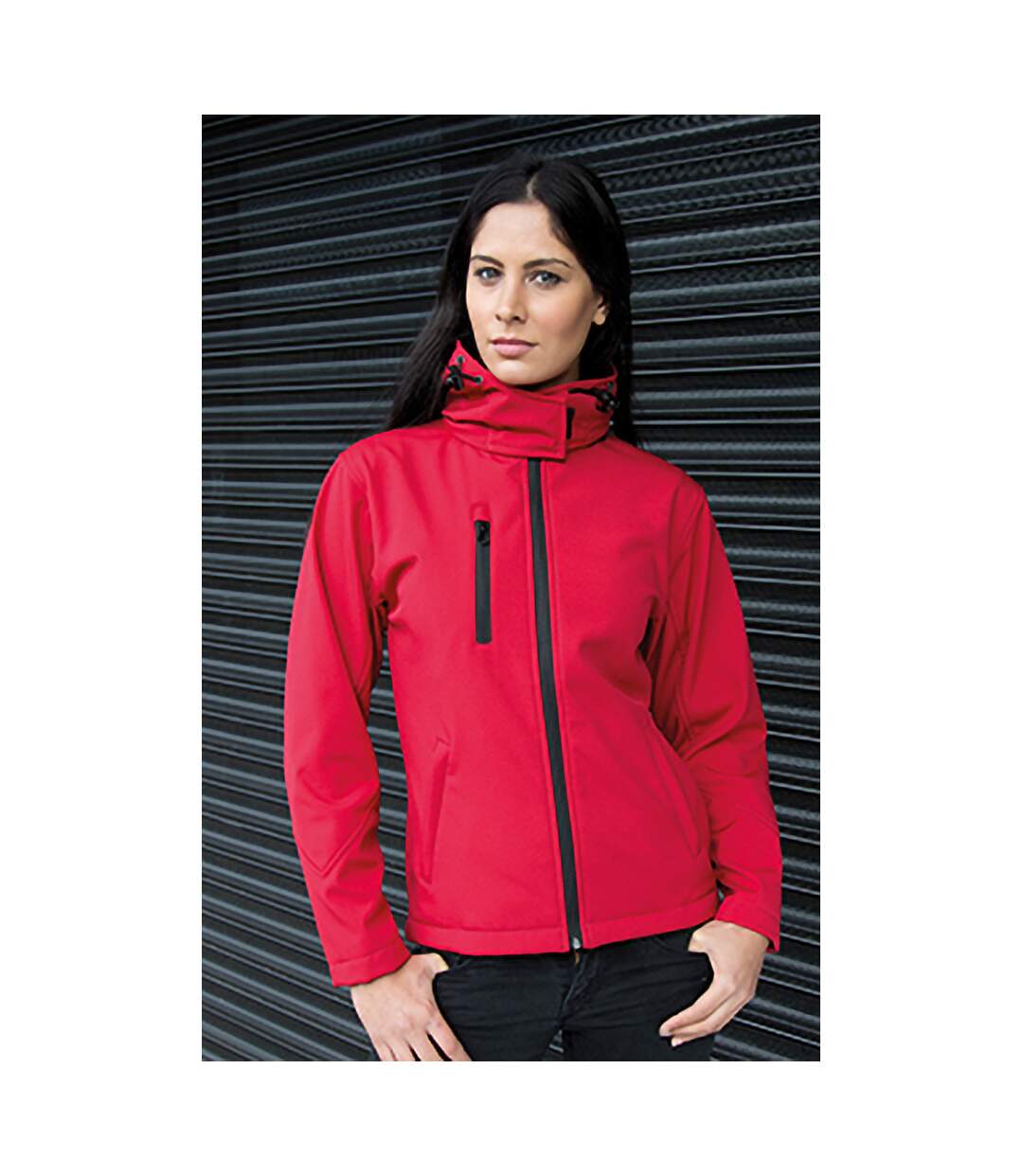 Result Core Womens/Ladies Lite Hooded Softshell Jacket (Red/Black)