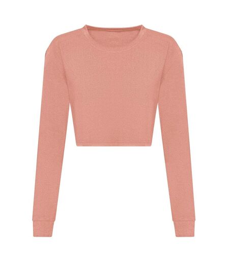 Awdis Womens/Ladies Long-Sleeved Crop T-Shirt (Dusty Pink) - UTPC4945