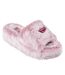 Womens/ladies Cozy Faux Fur Wedge Slippers Blush Skechers-1