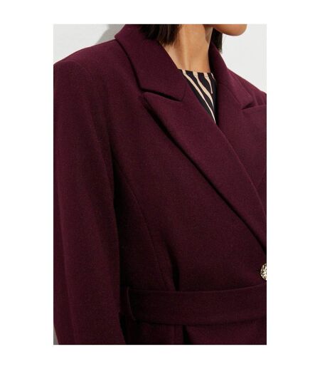 Womens/ladies longline wrap tall coat berry Dorothy Perkins