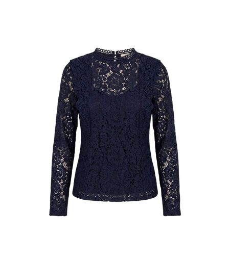 Womens/ladies Lace Wrap Top Navy Little Mistress