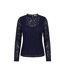 Womens/ladies Lace Wrap Top Navy Little Mistress-2