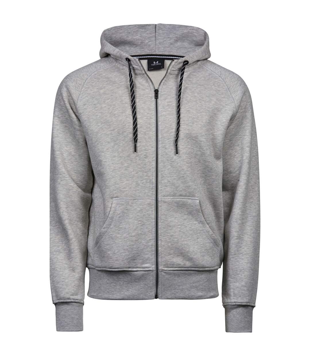Mens Full Zip Hooded Sweatshirt Heather Grey Tee Jays-1