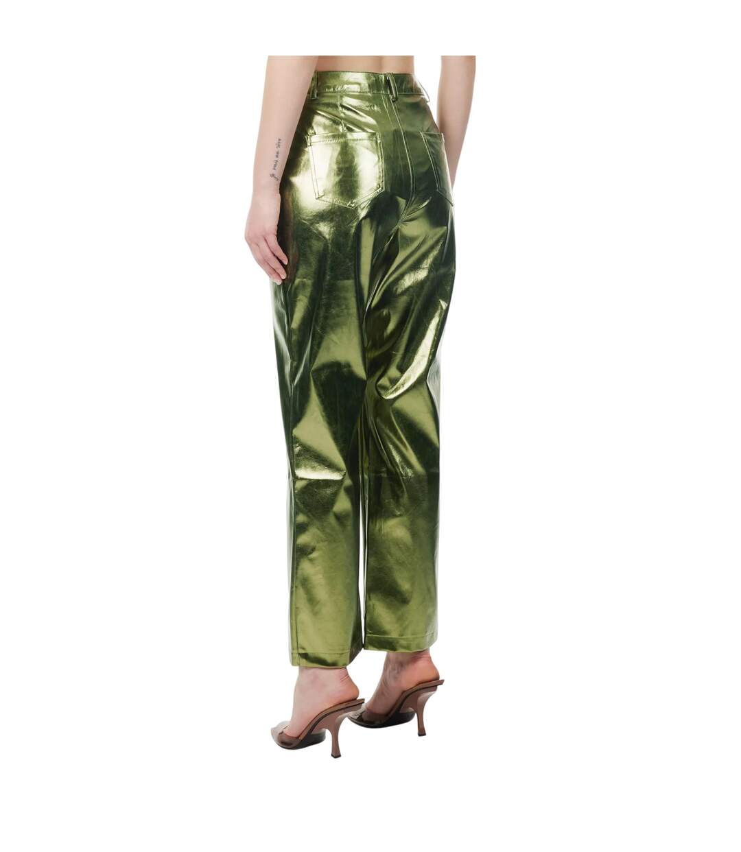 Unisex Adult Lupe Metallic 5 Pockets Trousers Green AmyLynn-3