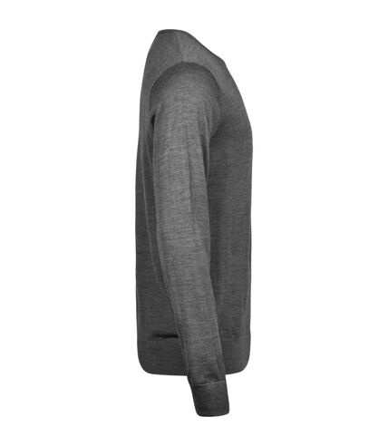 Tee Jays Mens Knitted Crew Neck Sweater (Grey Melange)