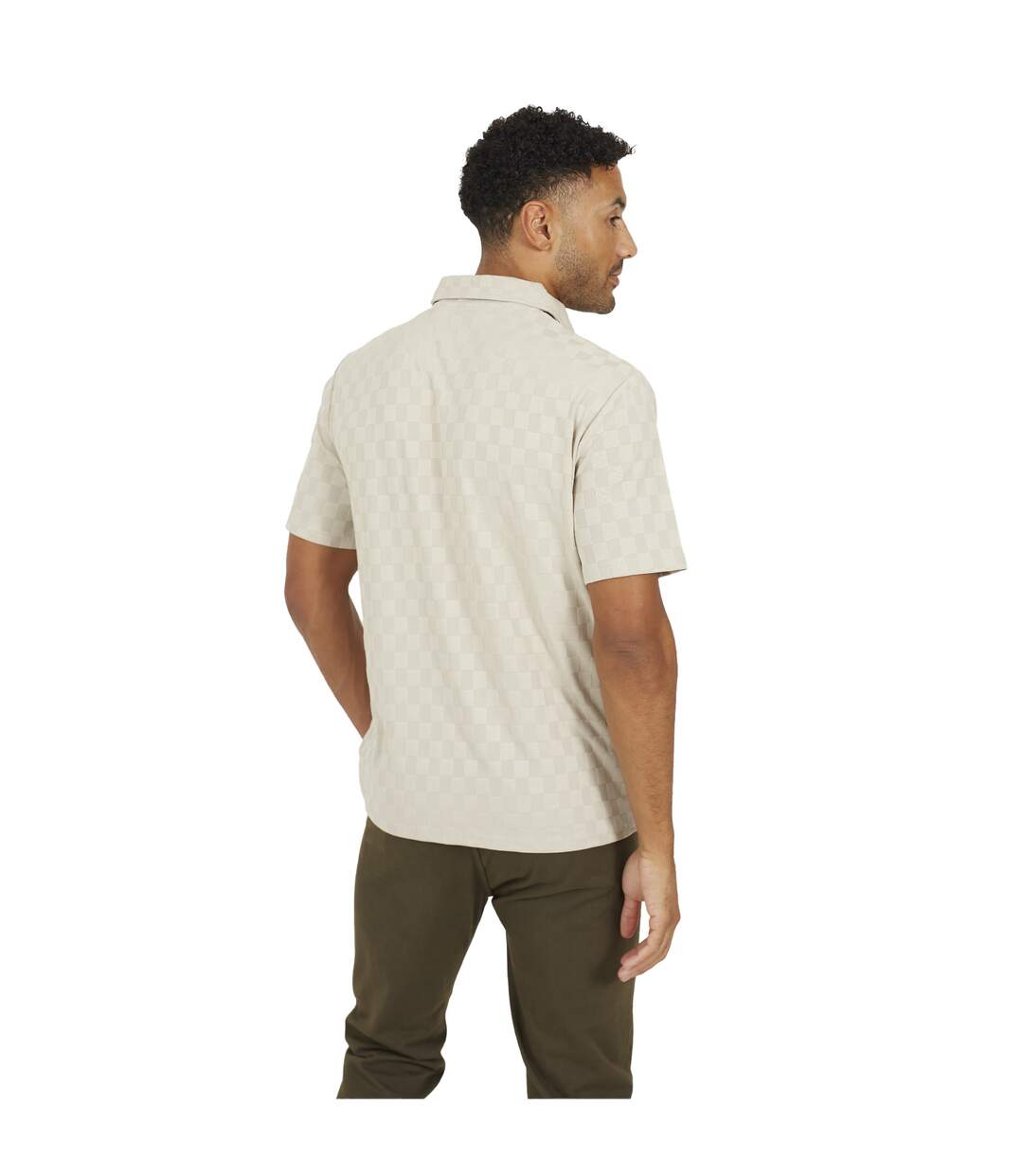 Mens Checkerboard Polo Shirt Light Stone Brave Soul-3
