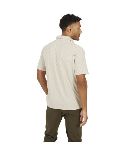 Mens Checkerboard Polo Shirt Light Stone Brave Soul