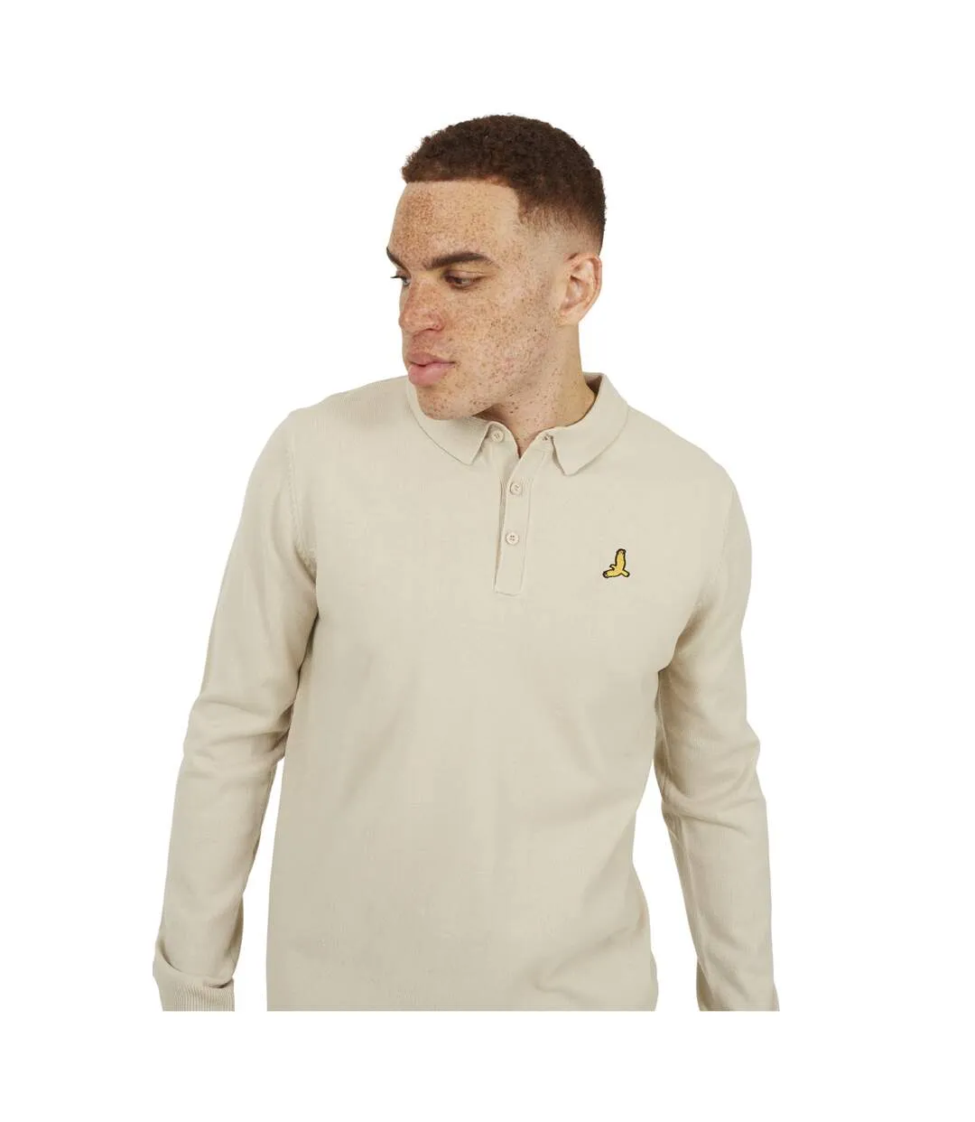 Polo Manches Longues Homme Blanc Cassé Brave Soul-3