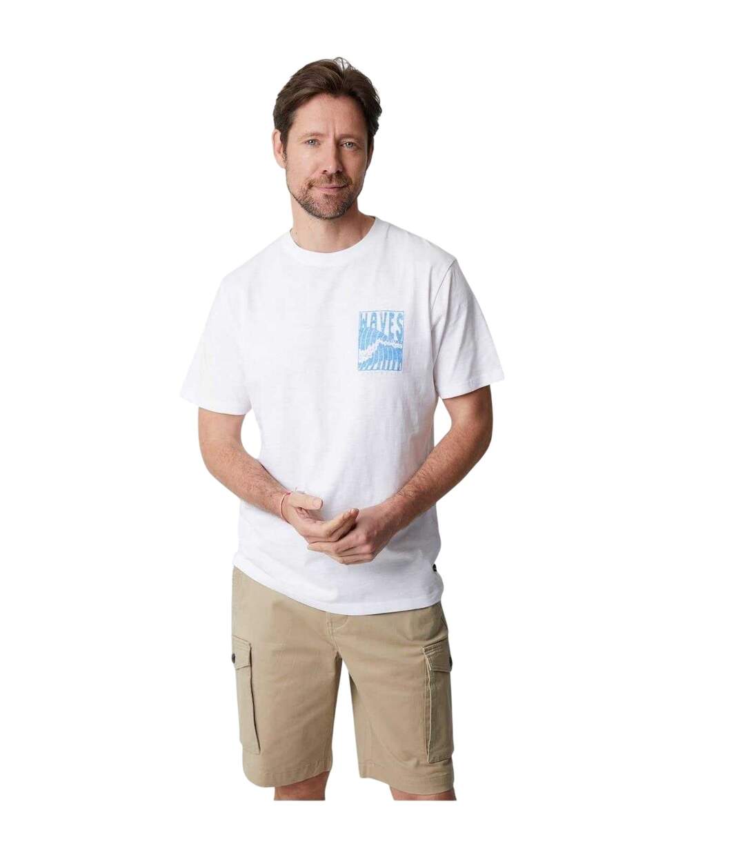 Mens Argyle Waves Regular T-shirt White Saltwell-2