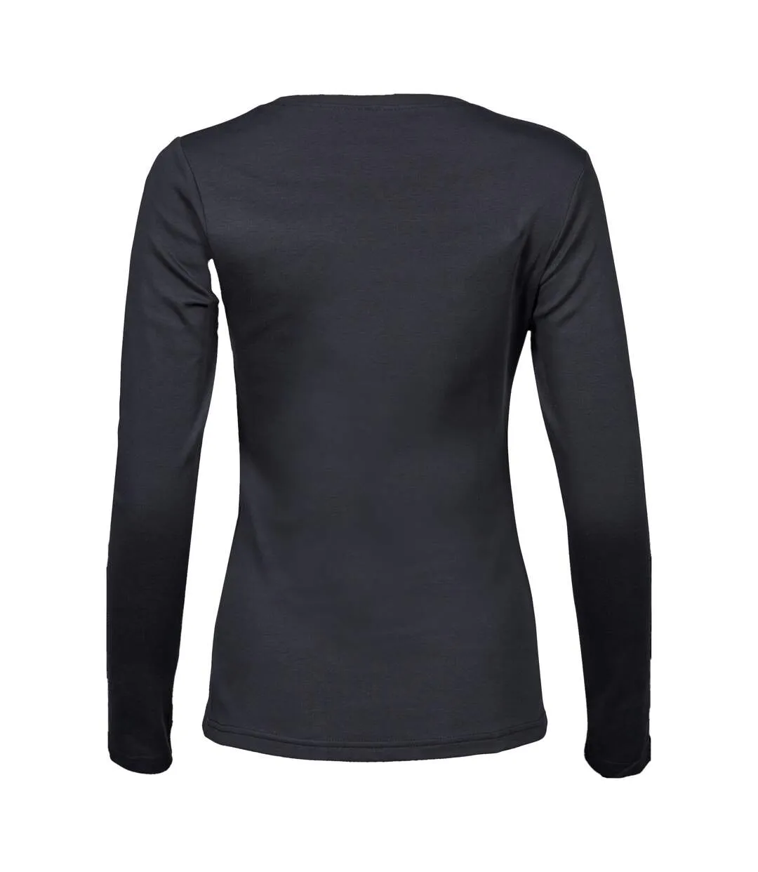 Womens/ladies Interlock Long-sleeved T-shirt Dark Grey Tee Jays-2