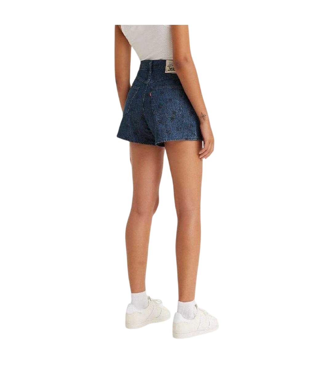 Womens/ladies Wellthread Flowers Mom Shorts Blue Levis-3