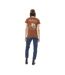 T-shirt femme uni col V avec print devant et dos Burn Vondutch-4