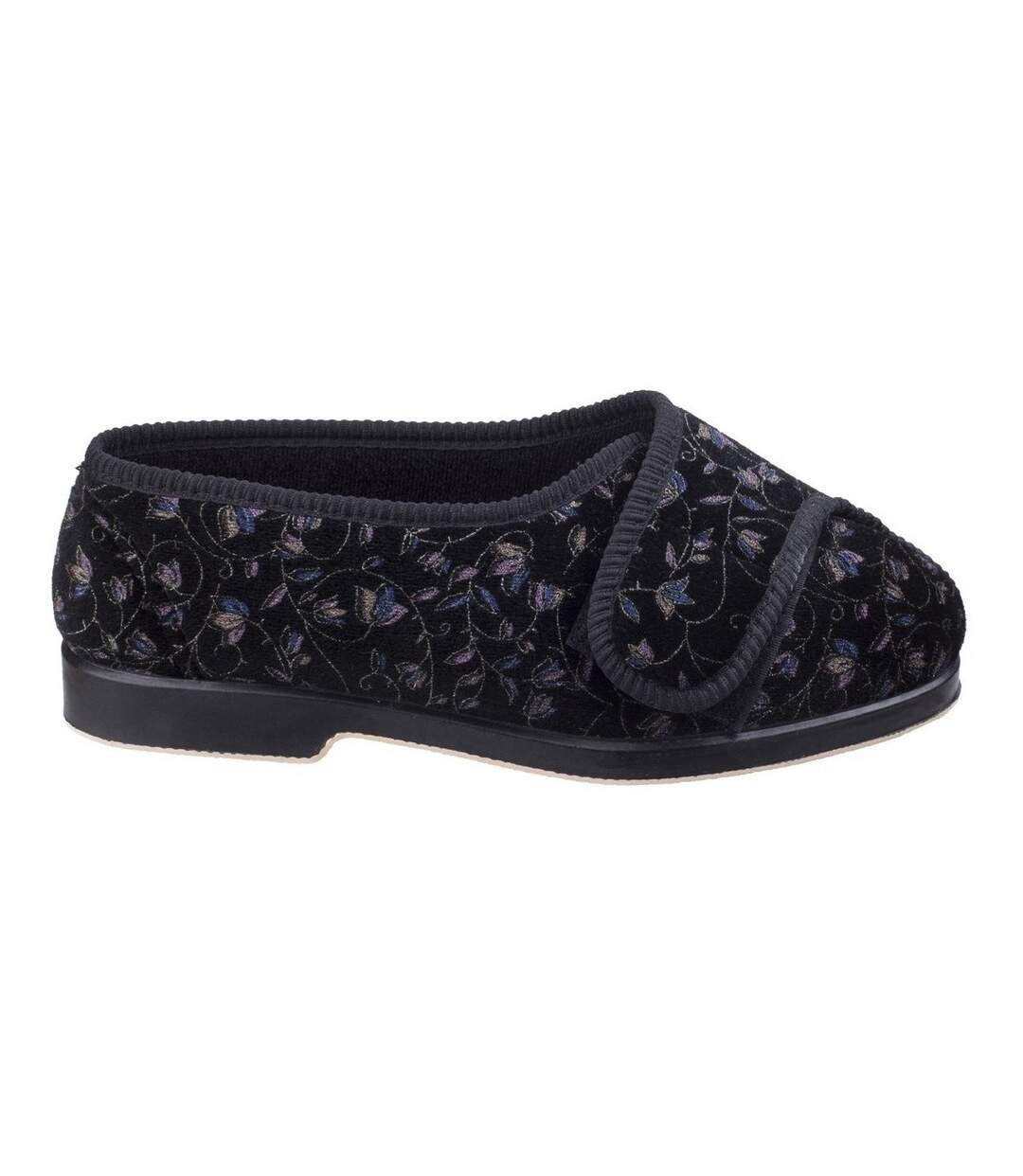 GBS Nola Extra Wide Fit Ladies Slipper / Womens Slippers (Black) - UTFS123