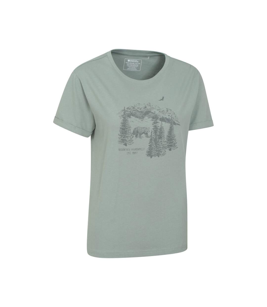 Womens/ladies Forest Bear Organic Loose Fit T-shirt Khaki Green Mountain Warehouse-4