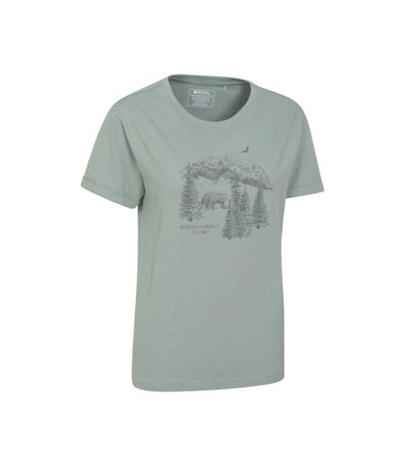 Womens/ladies Forest Bear Organic Loose Fit T-shirt Khaki Green Mountain Warehouse