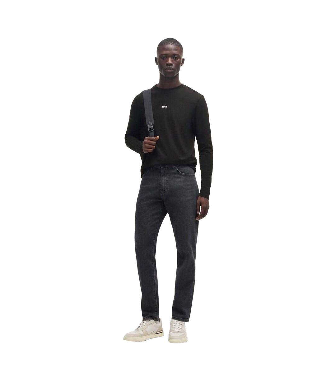 Mens Long-sleeved T-shirt Black Boss-4
