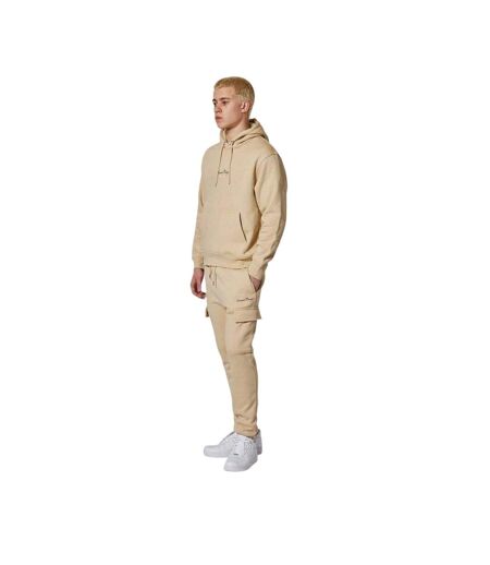 Mens Logo Relaxed Fit Hoodie Stone Criminal Damage