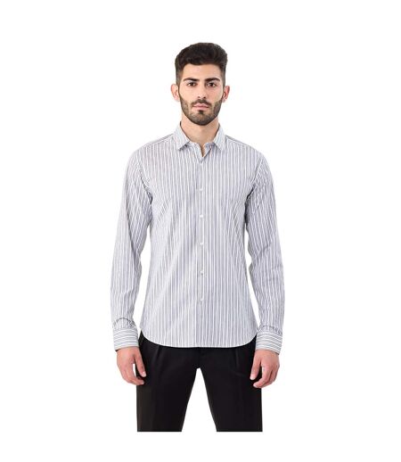 Mens Striped Point Collar Regular Long-sleeved Shirt Medium Grey Boss