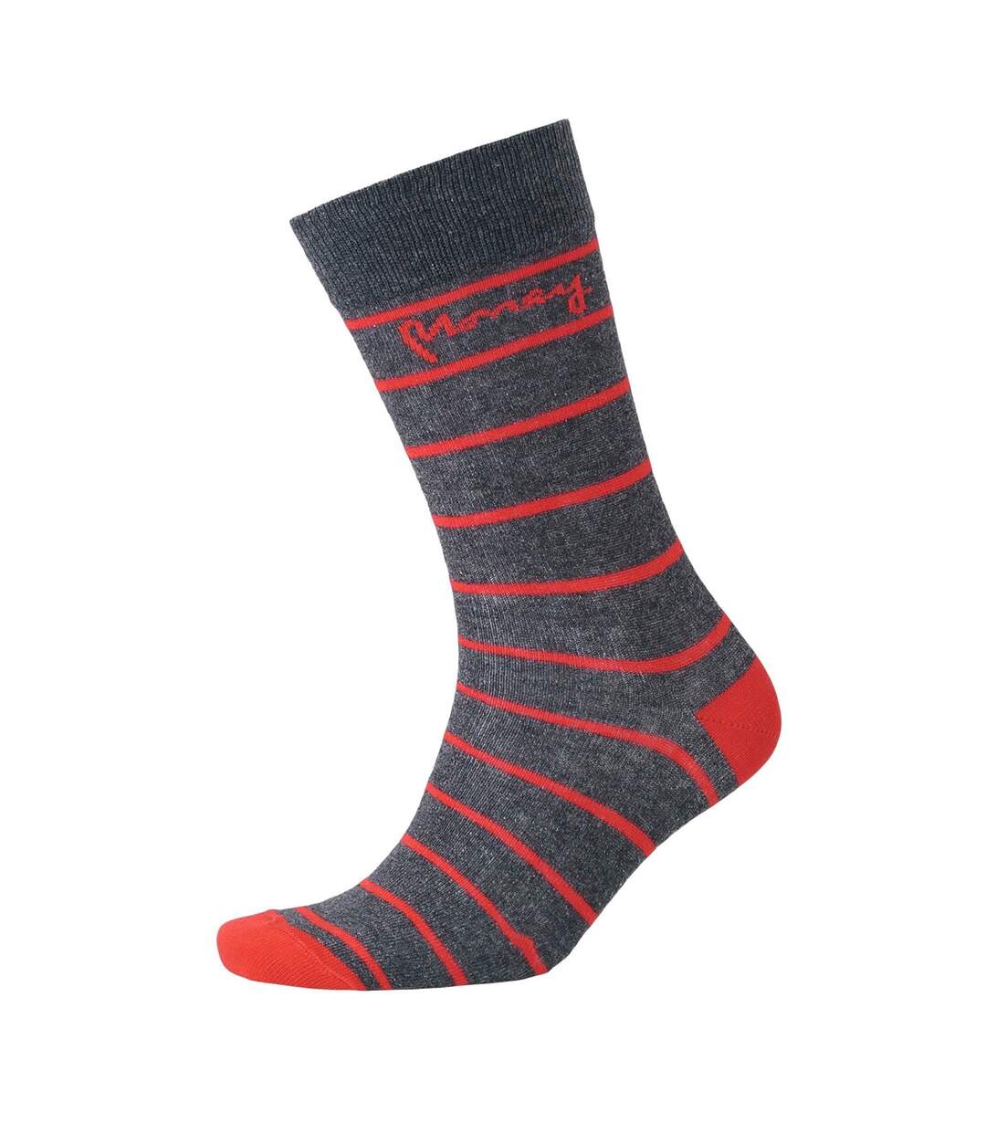 Pack of 3  Mens striped socks  charcoal marl Money-4