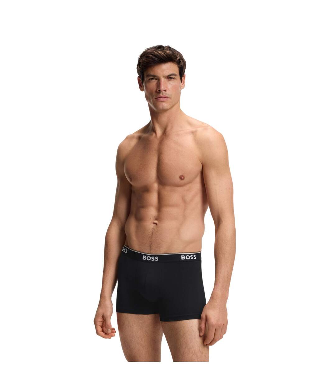 Pack Of 3  Mens Logo Boxer Briefs  Black White Boss-4