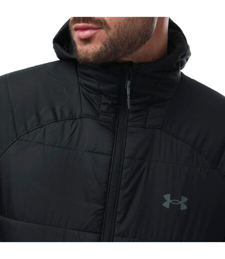 Mens Insulated Hooded Jacket Black Grey Under Armour