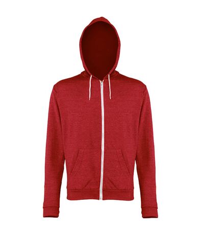 Awdis - Sweatshirt léger à capuche et fermeture zippée - Homme (Rouge chiné) - UTRW184