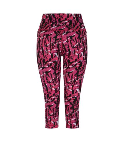 Dare 2B Womens/Ladies Influential Zebra Print 3/4 Leggings (Neon Pink) - UTRG10352