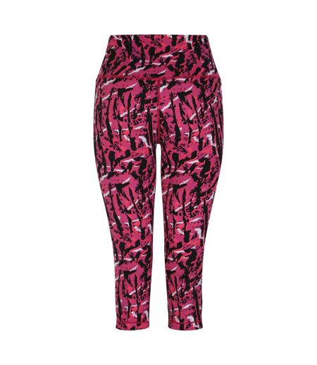 Dare 2B Womens/Ladies Influential Zebra Print 3/4 Leggings (Neon Pink) - UTRG10352