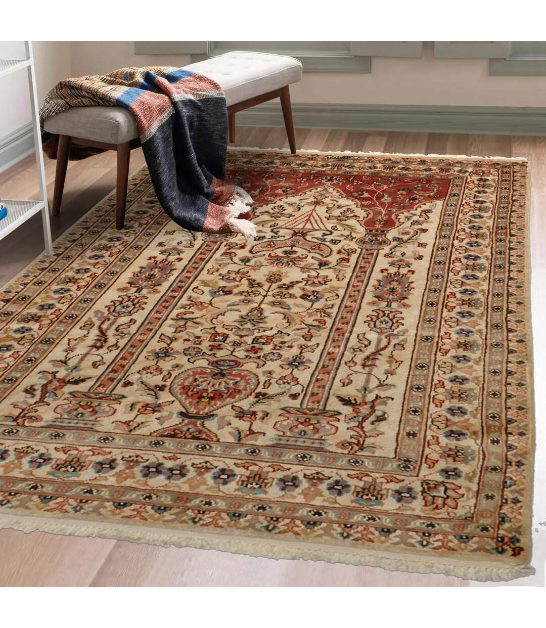 Authentique tapis d'Orient fait main en soie JIHANGIR 55-2