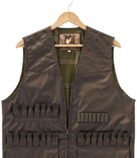 Gilet de Chasse LEDERTYS Impercoat LY0209 – Carnier Détachable PVC, Cartouchière et Protection Impercoat