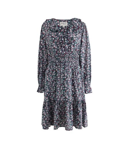 Womens/ladies Floral Smock Panel Mini Dress Black Cath Kidston