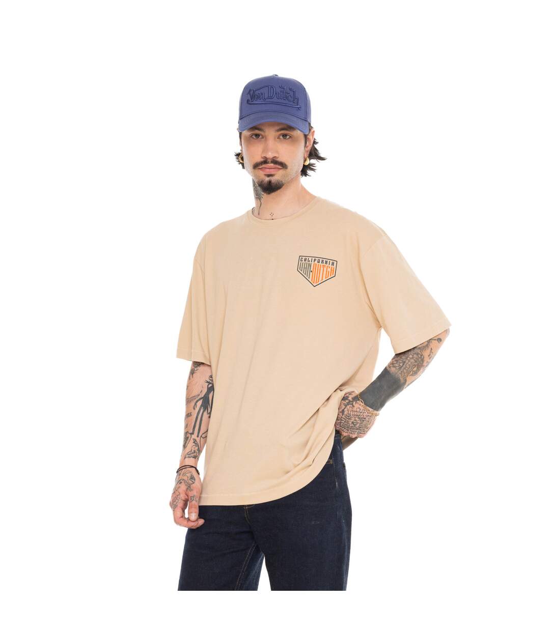 T-shirt homme relax en jersey avec print devant et dos Road Vondutch-1