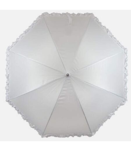 Drizzles Frilled Bridal Stick Umbrella (White) (One Size)