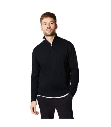 Mens rich cotton quarter zip sweater black Burton