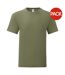 T-shirt iconic hommes vert kaki Fruit of the Loom-1