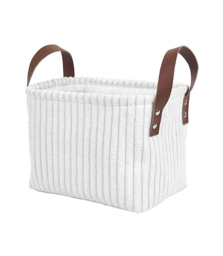 Lot de 3 Paniers de Rangement Velours Côtelé 36cm Blanc