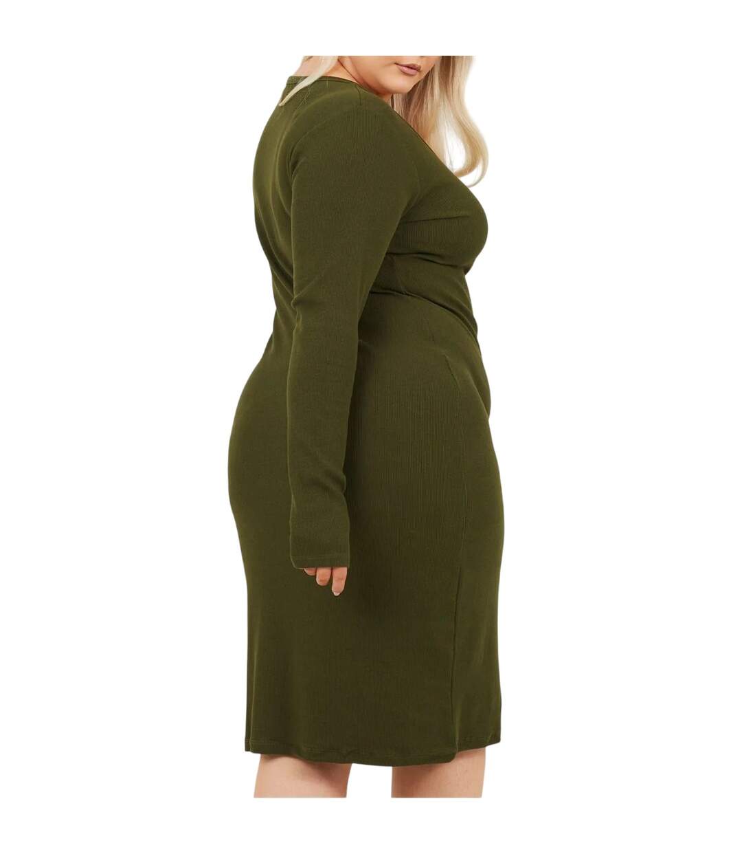 Womens/ladies Notch Neck Midi Dress Dark Khaki Brave Soul-3