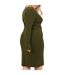 Womens/ladies Notch Neck Midi Dress Dark Khaki Brave Soul-3
