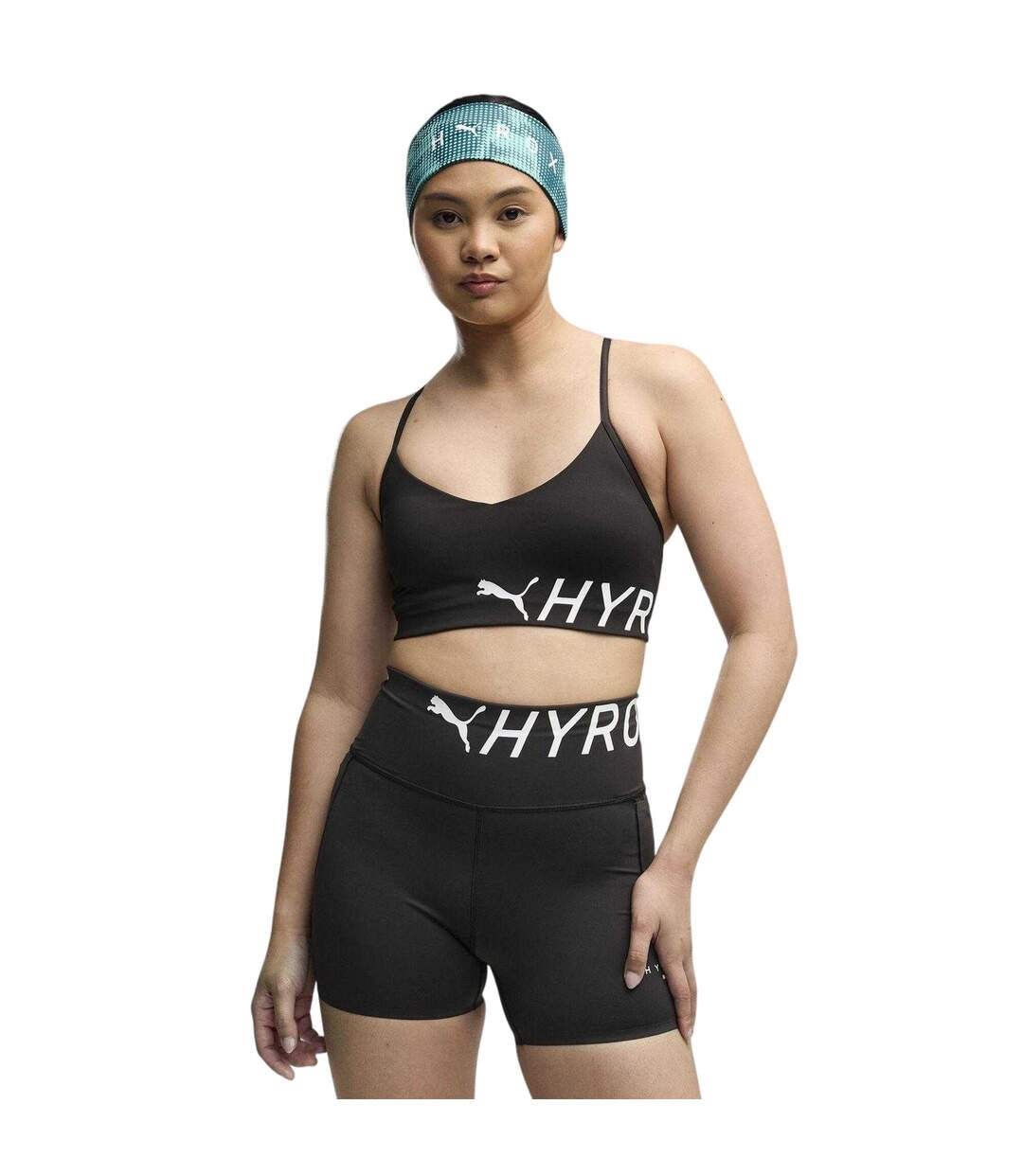 Womens/ladies Hyrox Medium Impact Sports Bra Black Puma-4