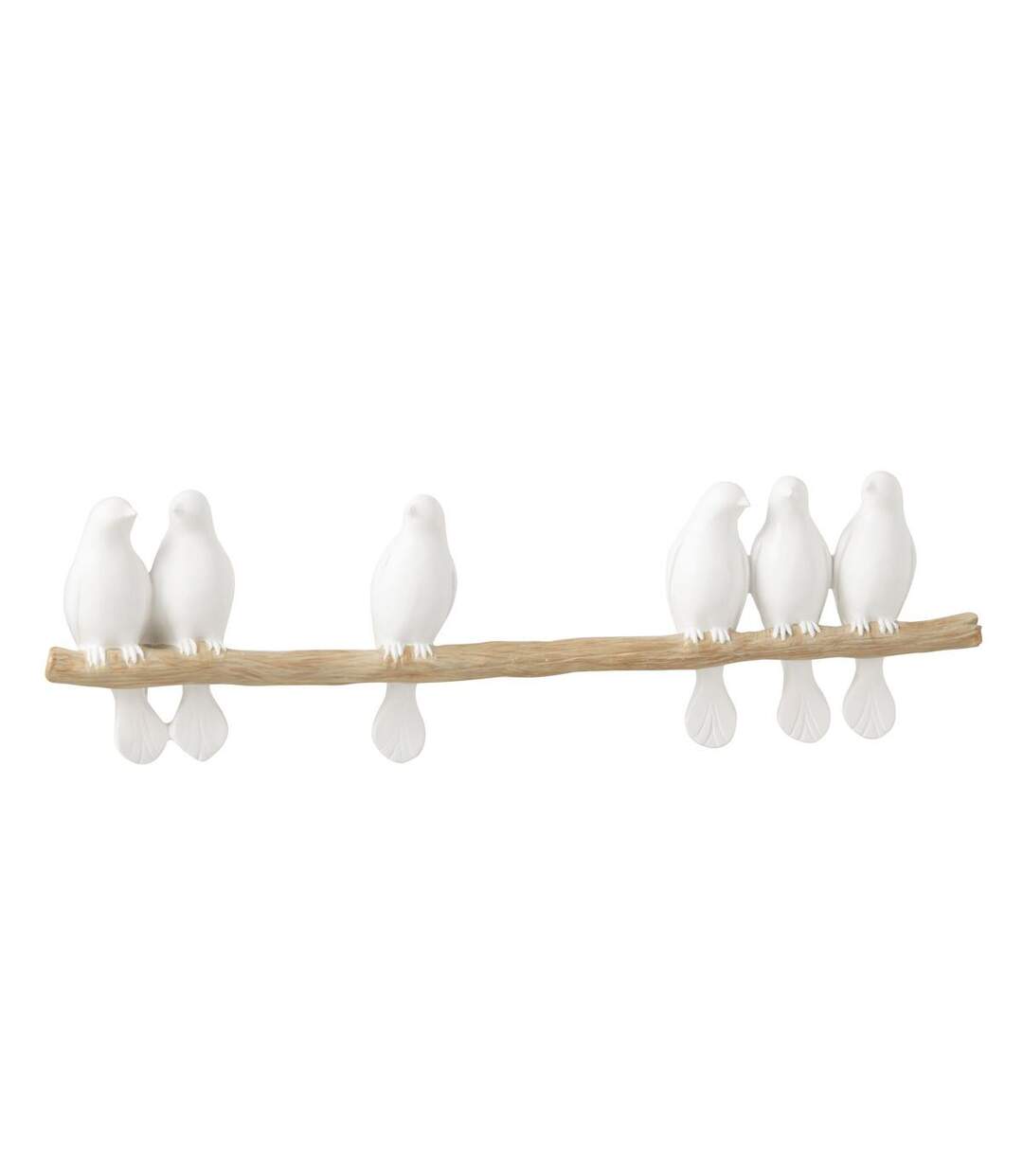 Déco Murale 6 Oiseaux sur Branche 51cm Blanc-1