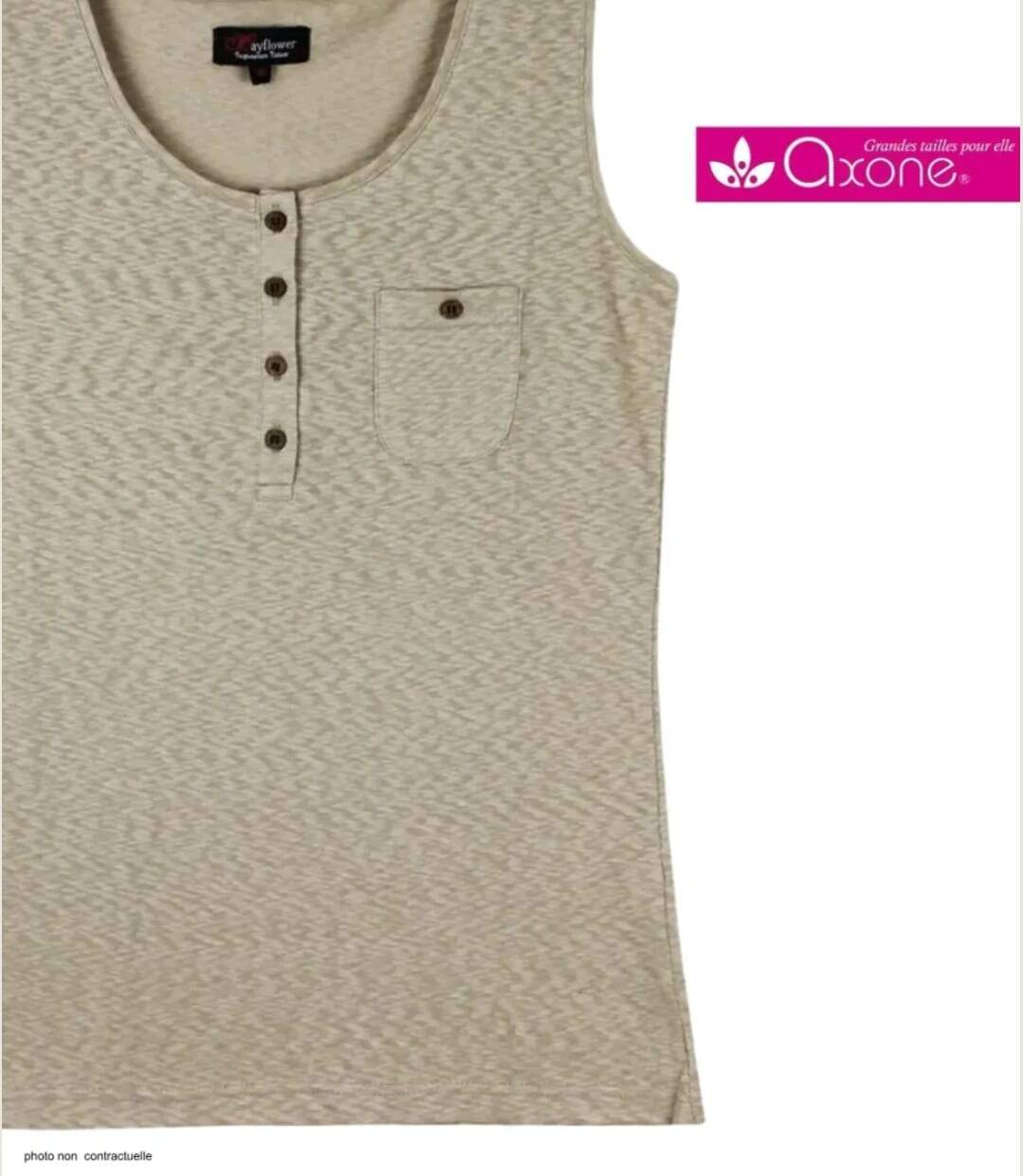 Axone GRAZIA3 Débardeur femme grande taille en coton flammé pour une fraîcheur absolue-4