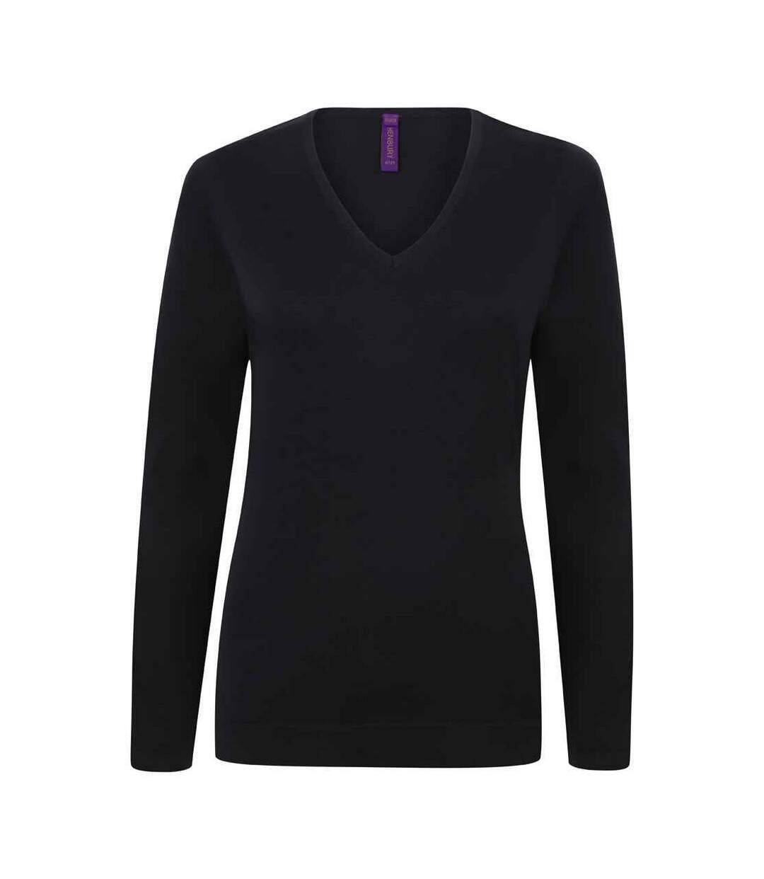 Womens/ladies cotton acrylic v neck sweatshirt navy Henbury