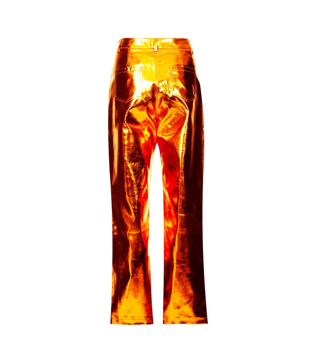 Womens/ladies Metallic Trousers Orange AmyLynn-2
