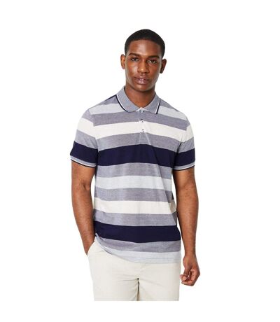 Mens barbados stripe polo shirt ecru Maine