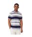 Mens barbados stripe polo shirt ecru Maine