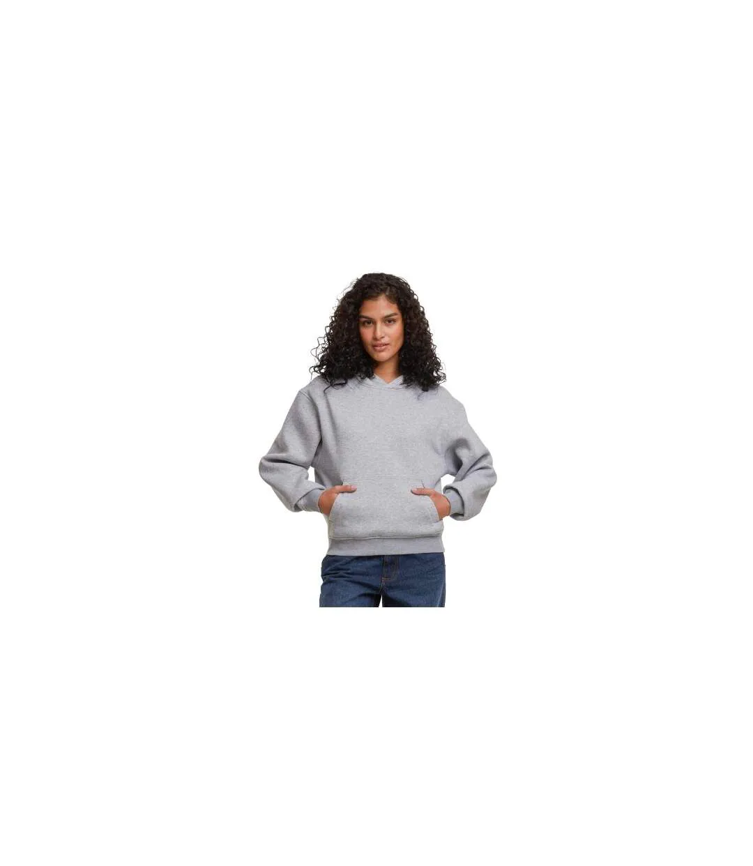 Womens/ladies Loose Fit Hoodie Heather Grey Build Your Brand-1