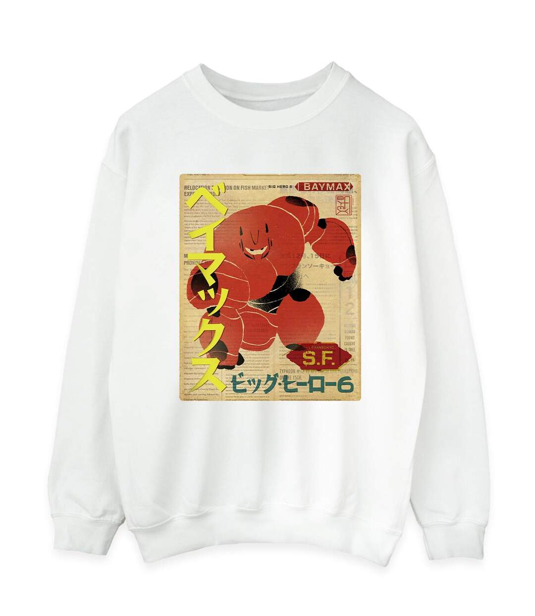 Disney - Sweat BIG HERO BAYMAX BAYMAX NEWSPAPER - Femme (Blanc) - UTBI11394-1