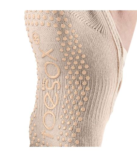 Chaussettes à demi-orteils antidérapantes elle femme beige Toesox